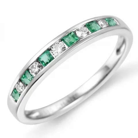 smaragd ring in 14 karaat witgoud 0,11 ct 0,21 ct