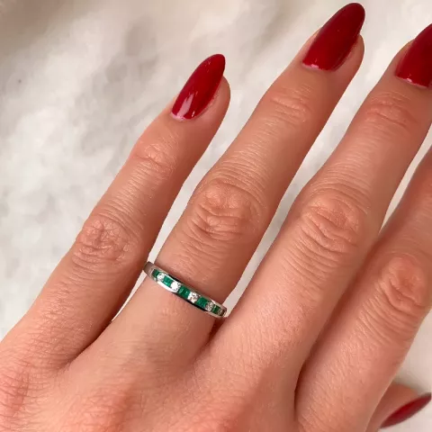 smaragd ring in 14 karaat witgoud 0,11 ct 0,21 ct