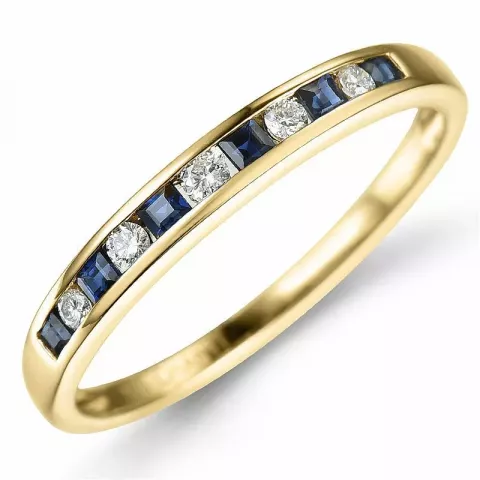 saffier diamant ring in 14 karaat goud 0,11 ct 0,26 ct