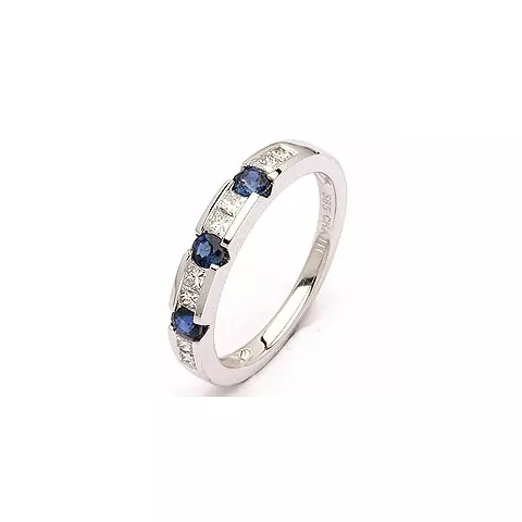 saffier diamant ring in 14 karaat witgoud 0,27 ct 0,41 ct
