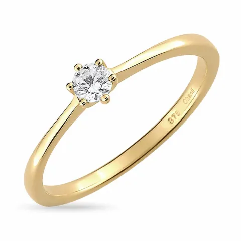 witte zirkoon solitaire ring in 9 karaat goud