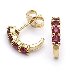 Oorbellen in 9 karaat goud met syntethische robijnen