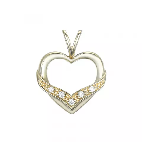 hart diamant hanger in 14 caraat goud 0,03 ct