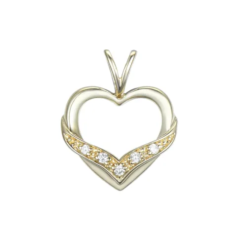 hart diamant hanger in 14 caraat goud 0,03 ct