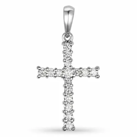 kruis diamanten hanger in 14 caraat witgoud 0,28 ct