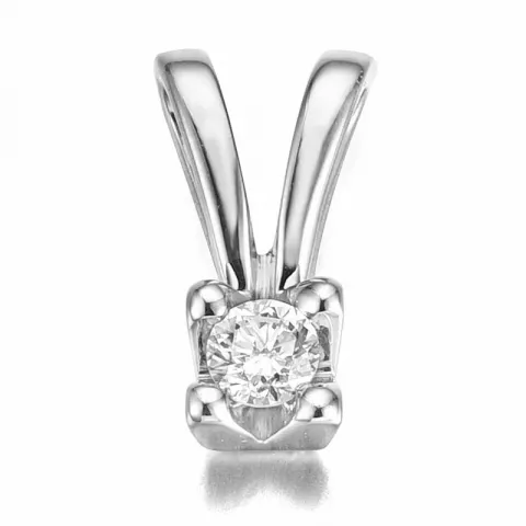 Diamant solitaire hanger in 14 caraat witgoud 0,08 ct