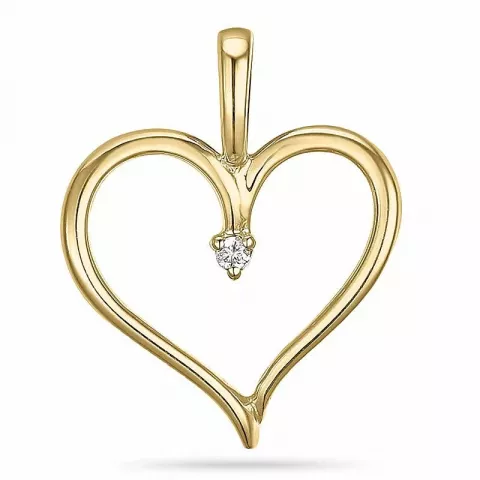 hart diamant hanger in 14 caraat goud 0,01 ct