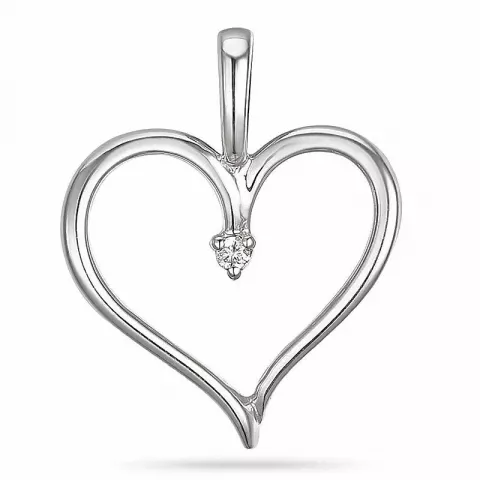 Hart diamant hanger in 14 caraat witgoud 0,01 ct
