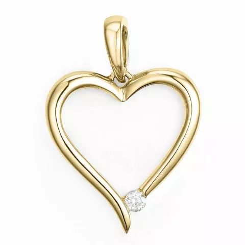 Elegant hart hanger in 14 caraat goud 0,04 ct
