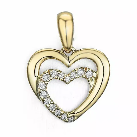 Hart diamant hanger in 14 caraat goud 0,08 ct