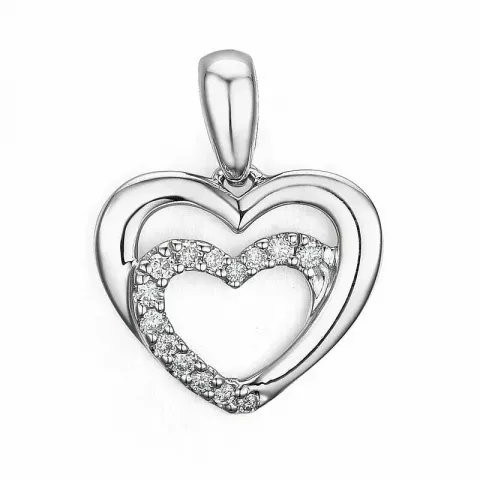hart diamant hanger in 14 caraat witgoud 0,08 ct