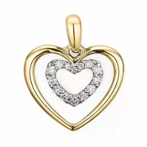 hart diamant hanger in 14 caraat goud-en witgoud 0,08 ct