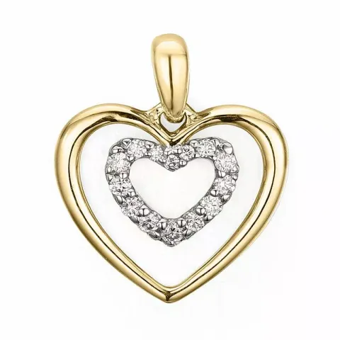 hart diamant hanger in 14 caraat goud-en witgoud 0,08 ct