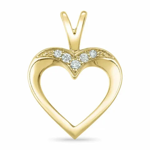 hart diamant hanger in 14 caraat goud 0,05 ct