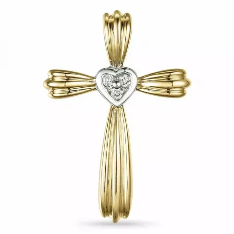 Kruis diamanten hanger in 14 caraat goud-en witgoud 0,05 ct