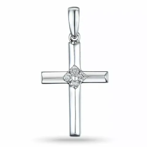 kruis diamant hanger in 14 caraat witgoud 0,07 ct