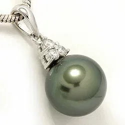 parel hanger in 14 caraat witgoud 0,12 ct