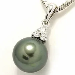 parel hanger in 14 caraat witgoud 0,12 ct