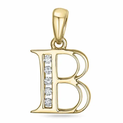 letter b hanger in 14 caraat goud 0,05 ct