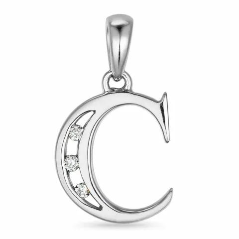 Letter c hanger in 14 caraat witgoud 0,03 ct