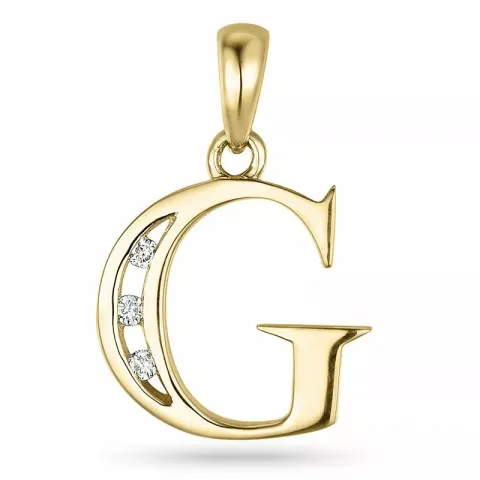 letter g hanger in 14 caraat goud 0,03 ct