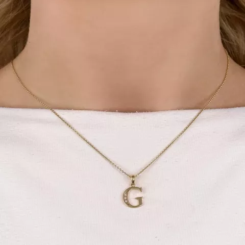 letter g hanger in 14 caraat goud 0,03 ct