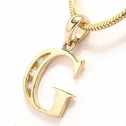 letter g hanger in 14 caraat goud 0,03 ct