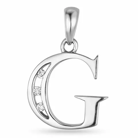 letter g hanger in 14 caraat witgoud 0,03 ct