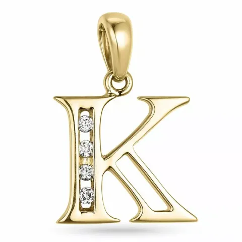 letter k hanger in 14 caraat goud 0,04 ct