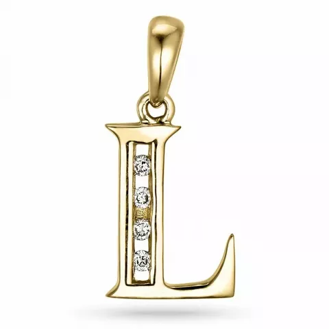 letter l hanger in 14 caraat goud 0,04 ct