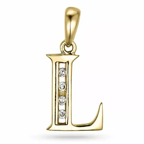 letter l hanger in 14 caraat goud 0,04 ct