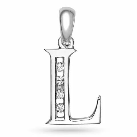 letter l hanger in 14 caraat witgoud 0,04 ct