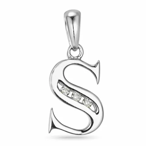 letter s hanger in 14 caraat witgoud 0,025 ct