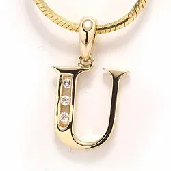 letter u hanger in 14 caraat goud 0,03 ct