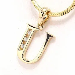 letter u hanger in 14 caraat goud 0,03 ct