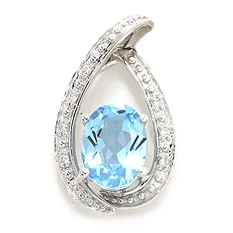 topaas hanger in 14 caraat witgoud 0,03 ct