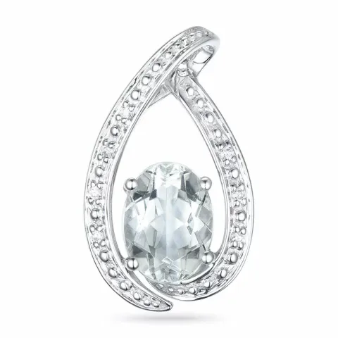 kwarts hanger in 14 caraat witgoud 0,03 ct 1,20 ct