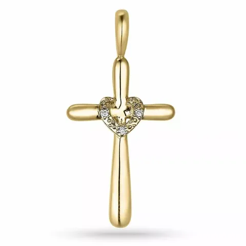 kruis hanger in 14 caraat goud 0,01 ct