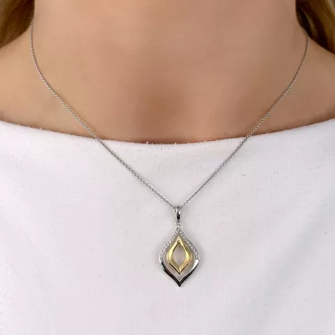 Groot diamanten hanger in 14 caraat goud-en witgoud 0,12 ct
