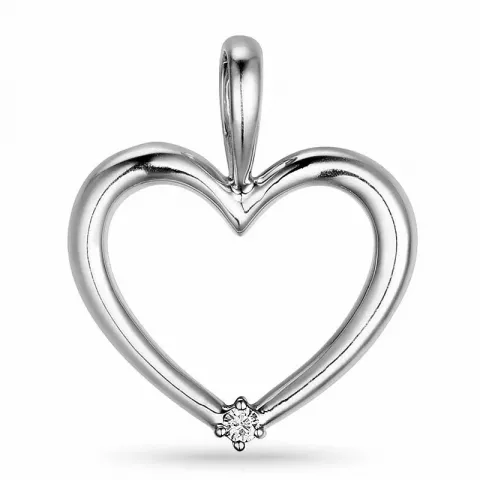 hart diamant hanger in 14 caraat witgoud 0,03 ct