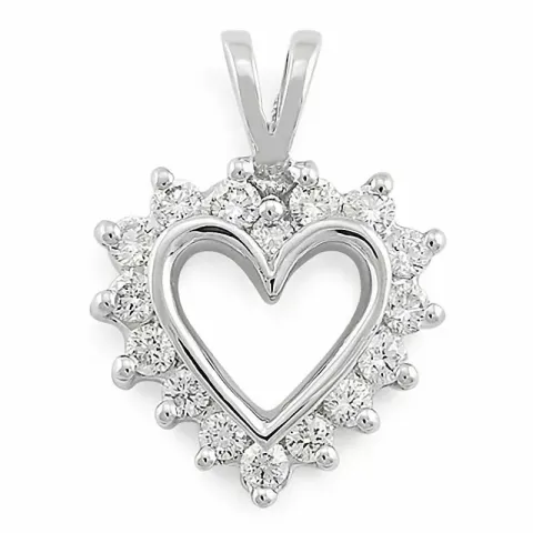 hart hanger in 14 caraat witgoud 0,25 ct