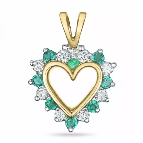 hart smaragd hanger in 14 caraat goud-en witgoud 0,13 ct 0,14 ct