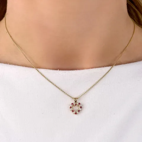 hart robijn hanger in 14 caraat goud 0,13 ct 0,20 ct