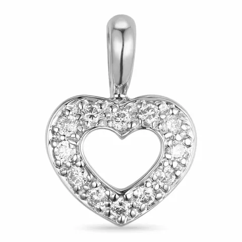 hart hanger in 14 caraat witgoud 0,15 ct