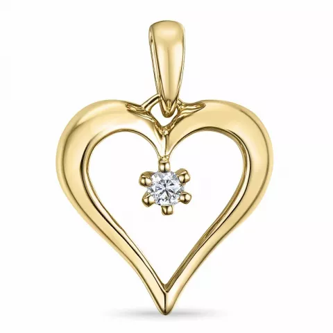 hart diamant hanger in 14 caraat goud 0,07 ct