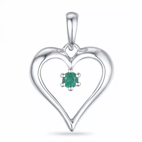 hart smaragd hanger in 14 caraat witgoud 0,09 ct