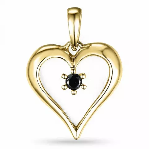 hart zwart diamant hanger in 14 caraat goud 0,07 ct