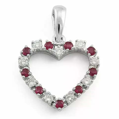 hart robijn hanger in 14 caraat witgoud 0,2 ct 0,3 ct
