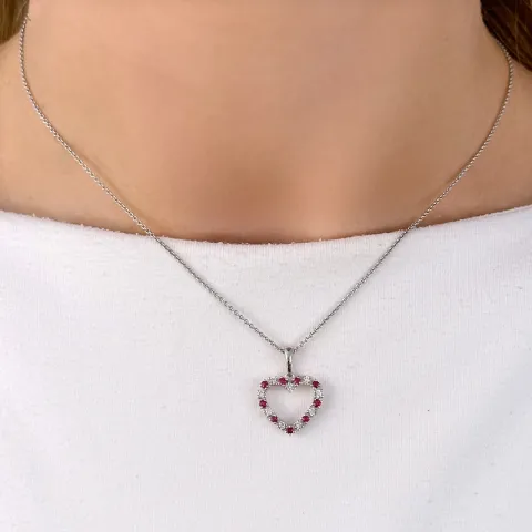 hart robijn hanger in 14 caraat witgoud 0,2 ct 0,3 ct