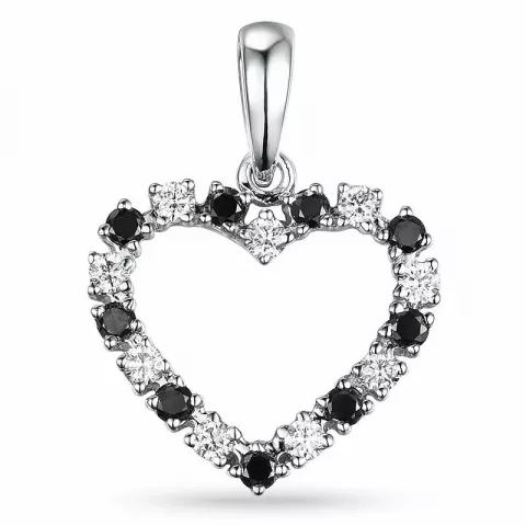 hart zwart diamant hanger in 14 caraat witgoud 0,22 ct 0,18 ct